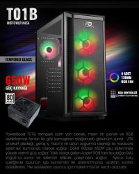 PowerBoost VK-T01B 650w 80+ USB3.0 4xRGB fan Mesh Panel kasa - 1
